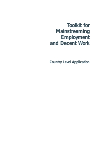 A Free Toolkit for Mainstreaming Employment and Decent Work